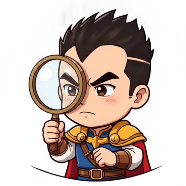 虫眼鏡で調べる勇者のイラスト